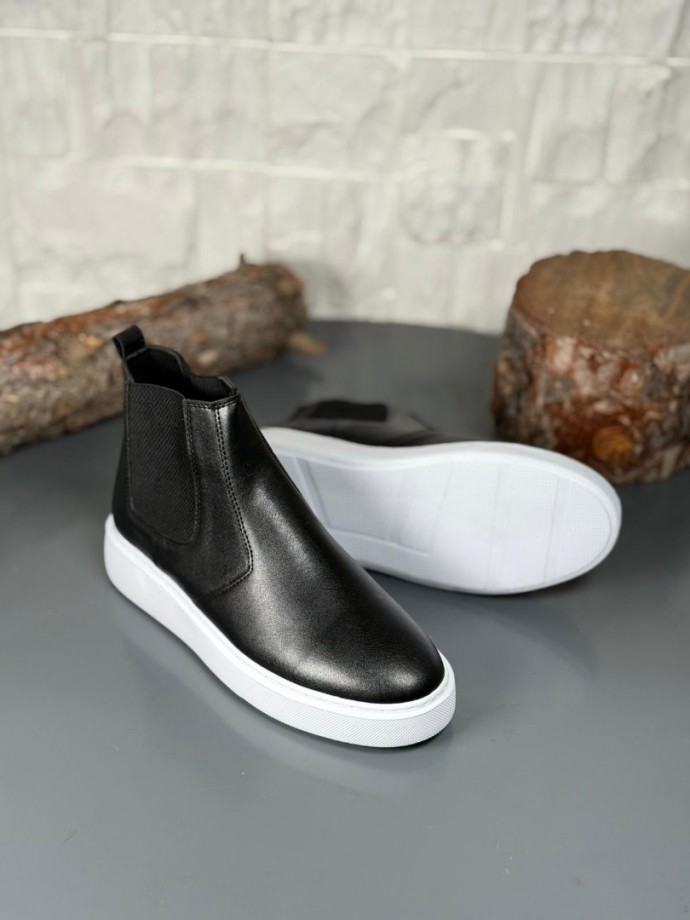  2025 SİYAH DERİ CHELSEA SİSLEY EVA TABAN BOT  - SİYAH DERİ BOT