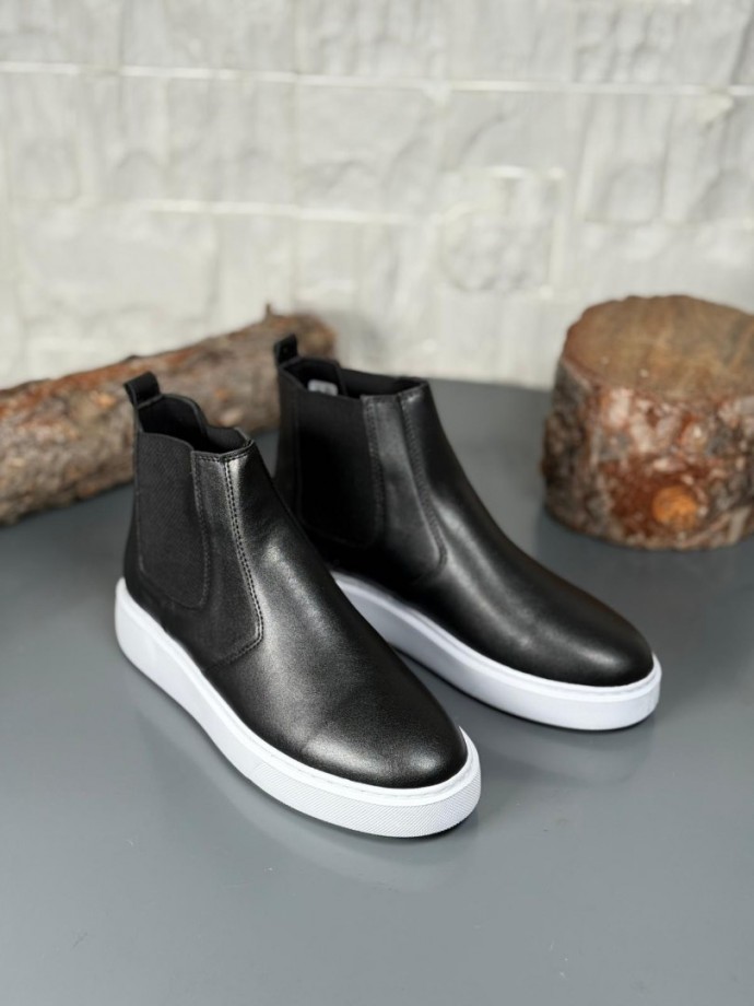  2025 SİYAH DERİ CHELSEA SİSLEY EVA TABAN BOT  - SİYAH DERİ BOT