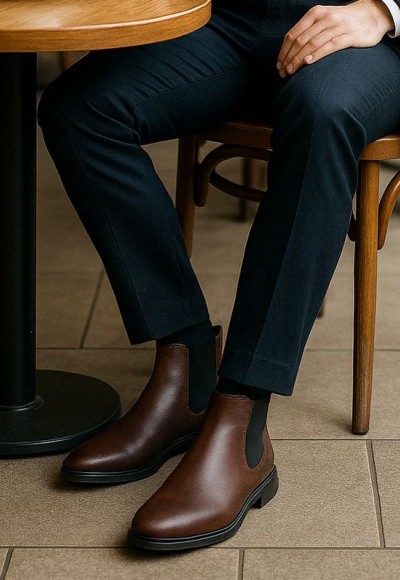 2025 KLASİK İTALYAN BANDAJLI KAHVE DERİ BOT - KAHVERENGİ DERİ BOT