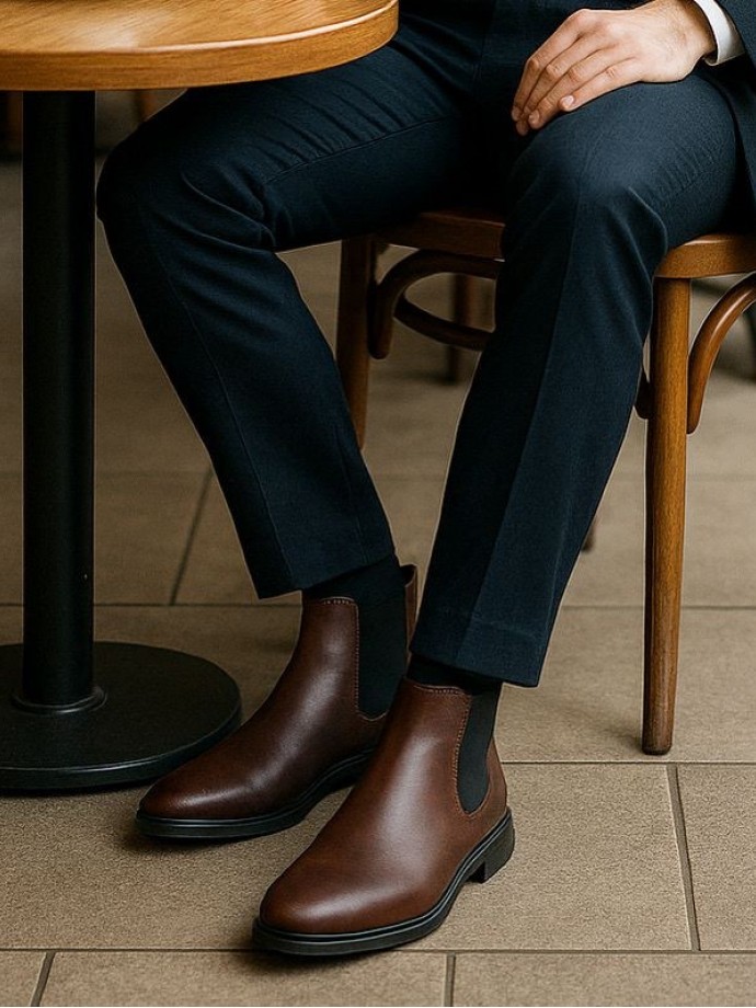 2025 KLASİK İTALYAN BANDAJLI KAHVE DERİ BOT - KAHVERENGİ DERİ BOT