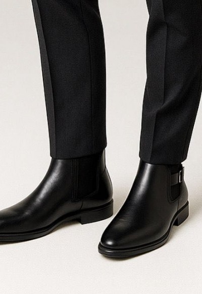 2025 KLASİK İTALYAN ÇIRTLI SİYAH DERİ BOT - SİYAH DERİ BOT