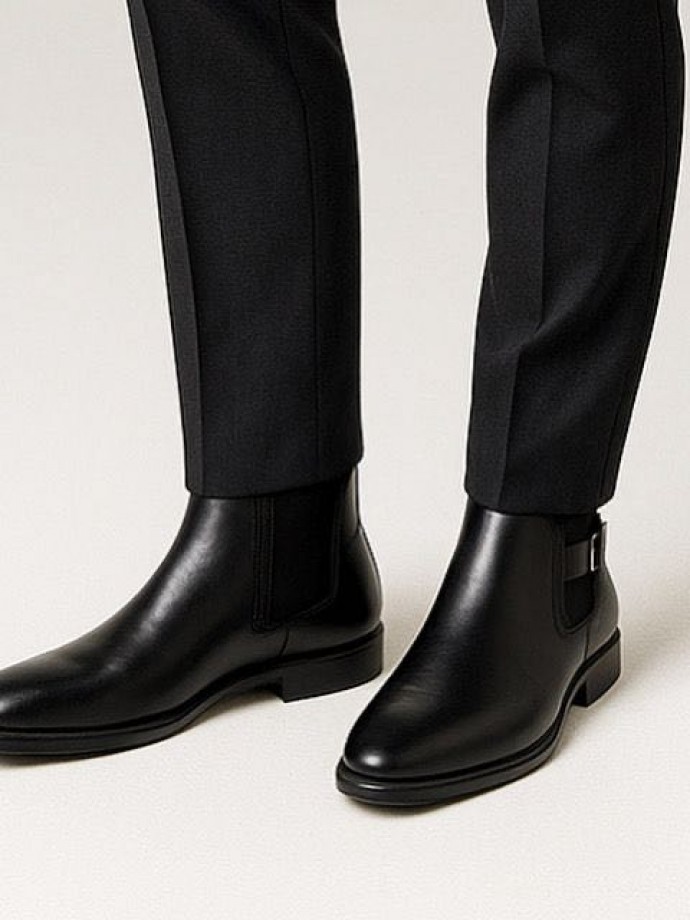 2025 KLASİK İTALYAN ÇIRTLI SİYAH DERİ BOT - SİYAH DERİ BOT