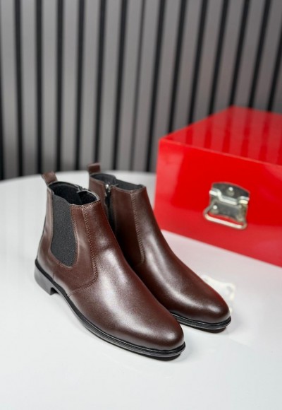 2025 KLASİK İTALYAN KAHVE DERİ FERMUARLI BOT - KAHVERENGİ DERİ BOT