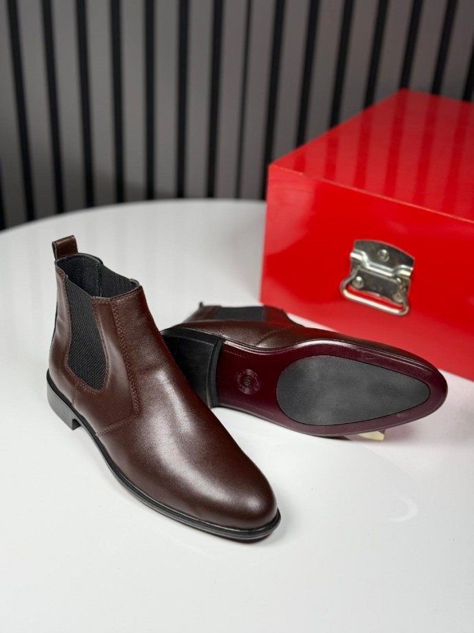 2025 KLASİK İTALYAN KAHVE DERİ BANDAJLI BOT - KAHVE DERİ BOT 