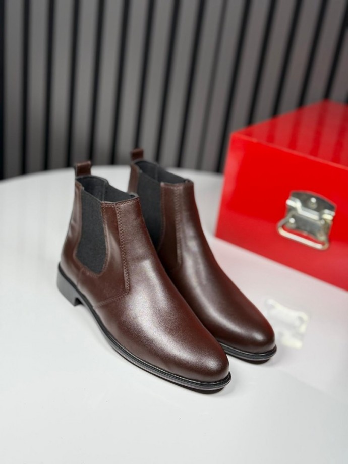 2025 KLASİK İTALYAN KAHVE DERİ BANDAJLI BOT - KAHVE DERİ BOT 