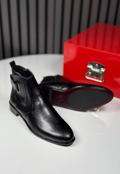 2025 KLASİK İTALYAN SİYAH DERİ ÇIRTLI BOT - SİYAH DERİ BOT