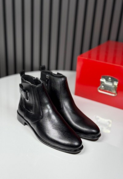 2025 KLASİK İTALYAN SİYAH DERİ ÇIRTLI BOT - SİYAH DERİ BOT