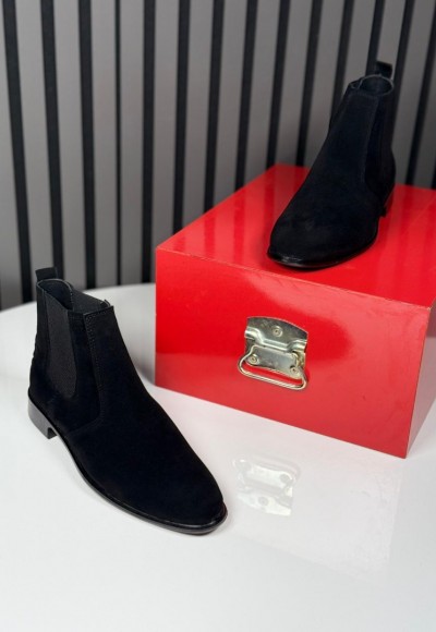 2025 KLASİK İTALYAN SİYAH SÜET BANDAJLI BOT - SİYAH SÜET BOT