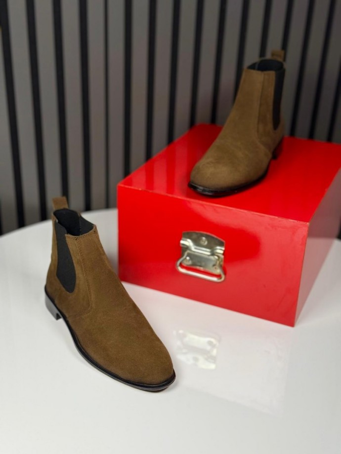 2025 KLASİK İTALYAN SİYAH SÜET BANDAJLI BOT - SİYAH SÜET BOT