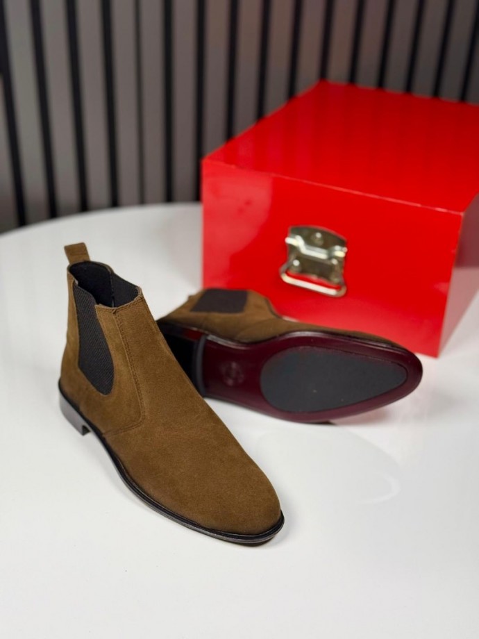 2025 KLASİK İTALYAN SİYAH SÜET BANDAJLI BOT - SİYAH SÜET BOT