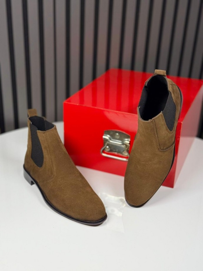 2025 KLASİK İTALYAN SİYAH SÜET BANDAJLI BOT - SİYAH SÜET BOT