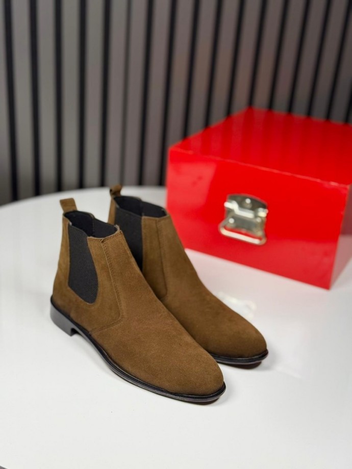 2025 KLASİK İTALYAN SİYAH SÜET BANDAJLI BOT - SİYAH SÜET BOT