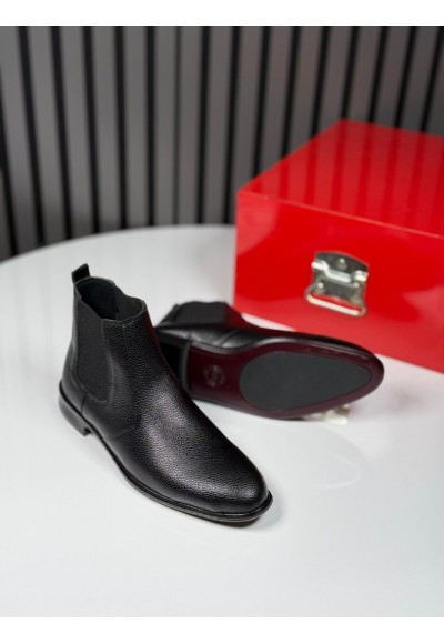  2025 KLASİK İTALYAN SİYAH PÜTÜR DERİ  BOT - İYAH PÜTÜR DERİ  BOT -