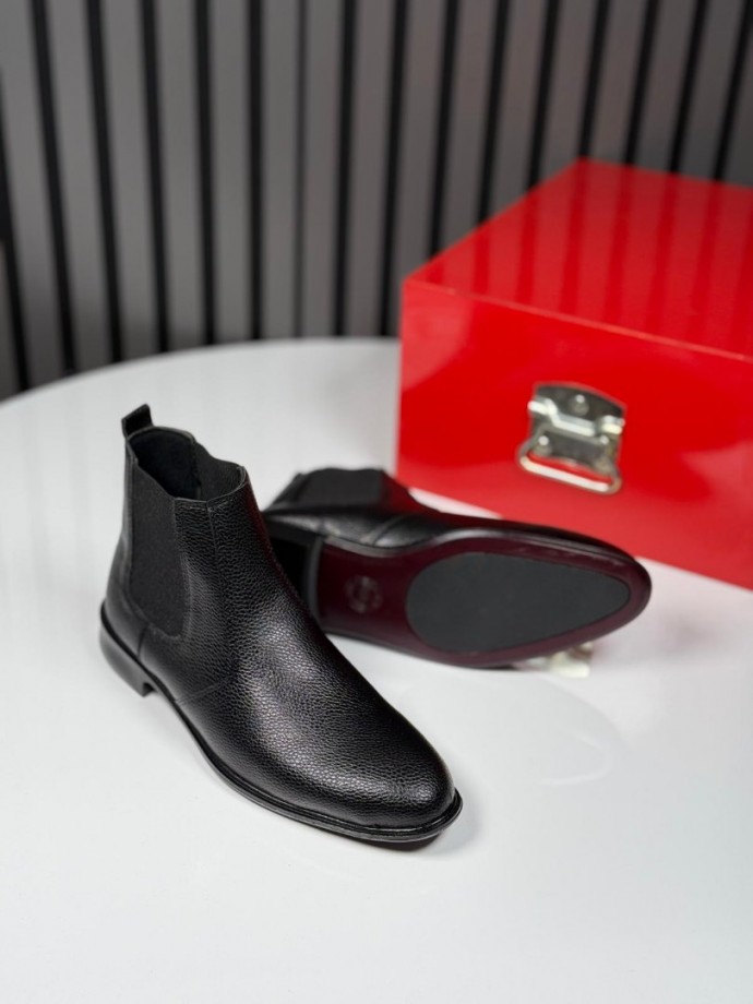  2025 KLASİK İTALYAN SİYAH PÜTÜR DERİ  BOT - İYAH PÜTÜR DERİ  BOT -