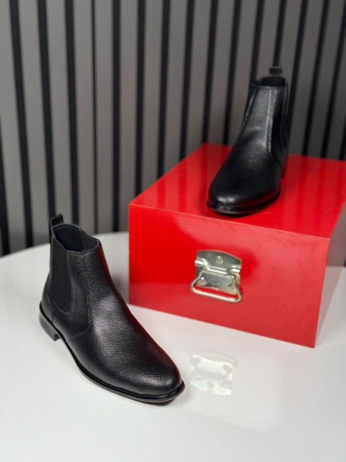  2025 KLASİK İTALYAN SİYAH PÜTÜR DERİ  BOT - İYAH PÜTÜR DERİ  BOT -