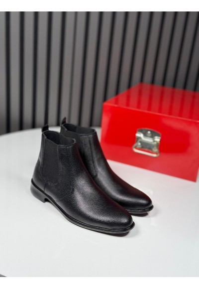  2025 KLASİK İTALYAN SİYAH PÜTÜR DERİ  BOT - İYAH PÜTÜR DERİ  BOT -