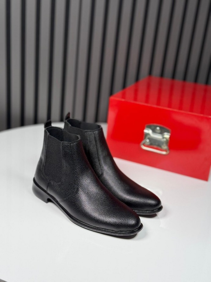  2025 KLASİK İTALYAN SİYAH PÜTÜR DERİ  BOT - İYAH PÜTÜR DERİ  BOT -