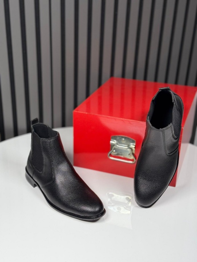  2025 KLASİK İTALYAN SİYAH PÜTÜR DERİ  BOT - İYAH PÜTÜR DERİ  BOT -