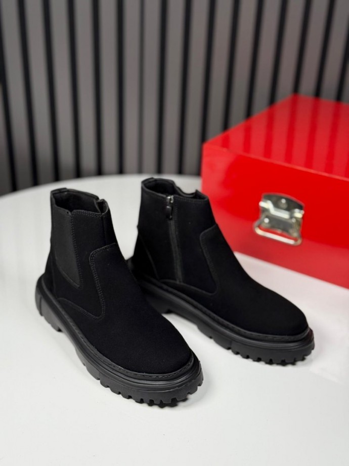 2025 CHELSEA İTALYAN SİYAH SÜET FERMUARLI EVA BOT  - SİYAH SÜET  BOT