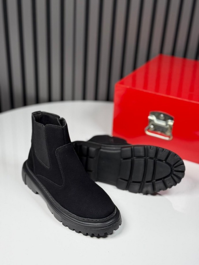 2025 CHELSEA İTALYAN SİYAH SÜET FERMUARLI EVA BOT  - SİYAH SÜET  BOT