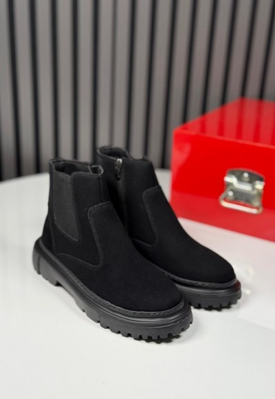 2025 CHELSEA İTALYAN SİYAH SÜET FERMUARLI EVA BOT  - SİYAH SÜET  BOT