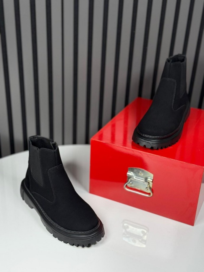 2025 CHELSEA İTALYAN SİYAH SÜET FERMUARLI EVA BOT  - SİYAH SÜET  BOT