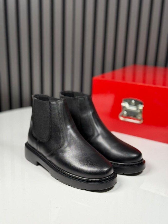 2025 İTALYAN SİYAH DERİ BANDAJLI EVA BOT - SİYAH DERİ  BOT