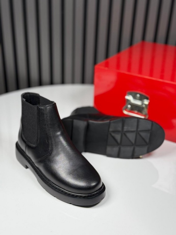 2025 İTALYAN SİYAH DERİ BANDAJLI EVA BOT - SİYAH DERİ  BOT