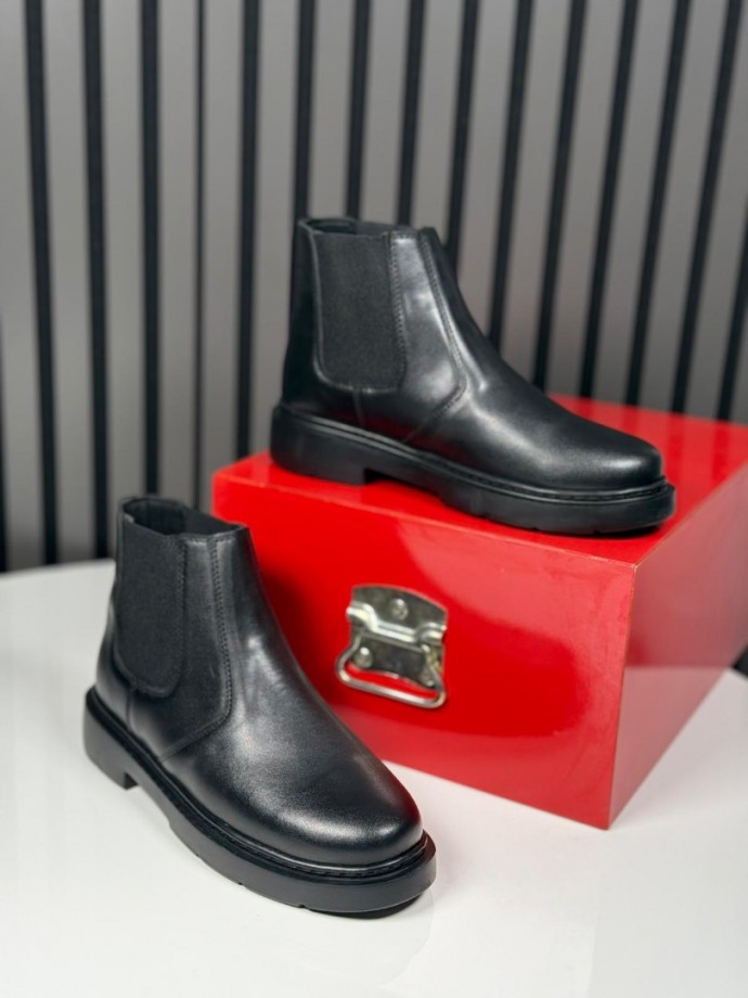 2025 İTALYAN SİYAH DERİ BANDAJLI EVA BOT - SİYAH DERİ  BOT