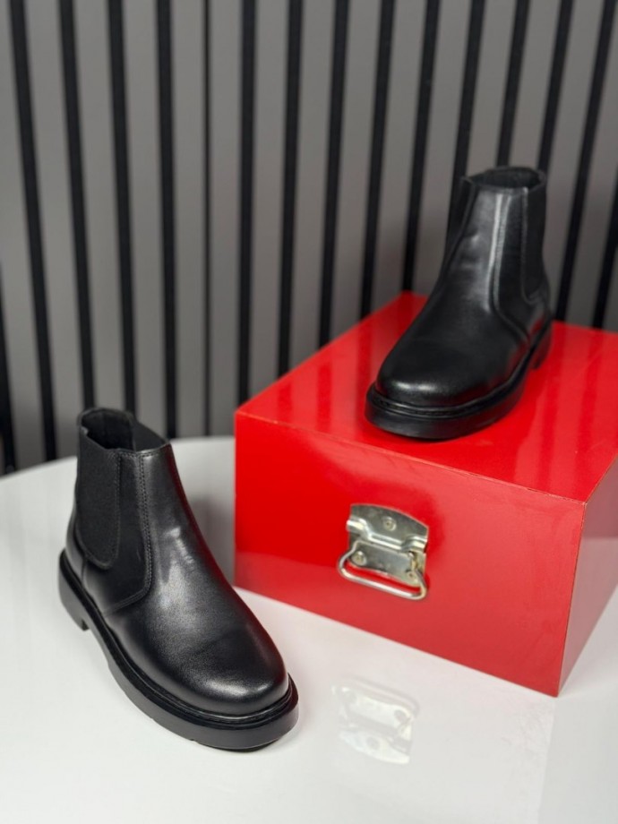 2025 İTALYAN SİYAH DERİ BANDAJLI EVA BOT - SİYAH DERİ  BOT