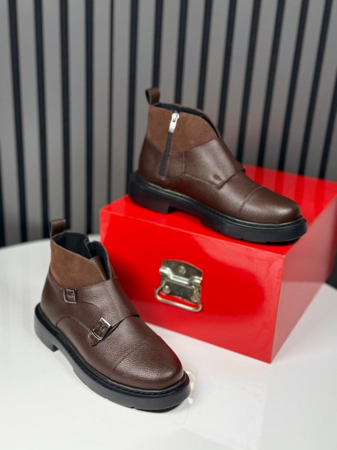 2025 CHELSEA TOKALI KAHVE DERİ FERMUARLI EVA BOT  - KAHVE DERİ BOT