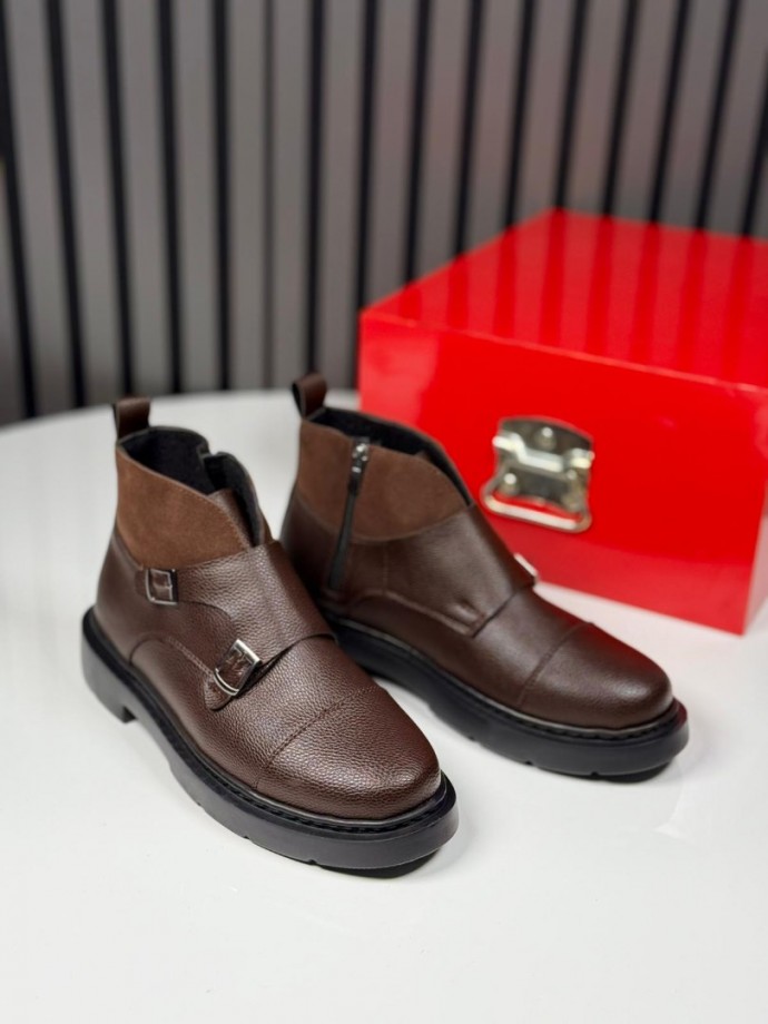 2025 CHELSEA TOKALI KAHVE DERİ FERMUARLI EVA BOT  - KAHVE DERİ BOT