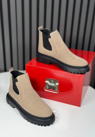 2025 CHELSEA İTALYAN BEJ SÜET BANDAJLI EVA BOT - BEJ SÜET BOT