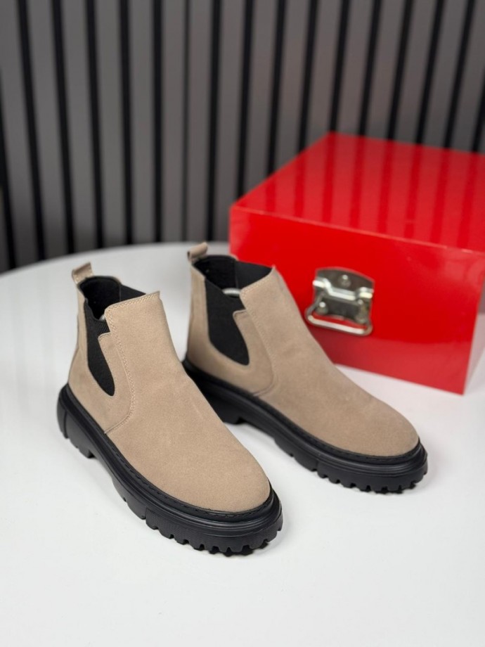 2025 CHELSEA İTALYAN BEJ SÜET BANDAJLI EVA BOT - BEJ SÜET BOT