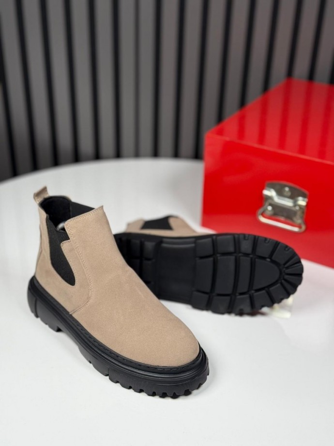 2025 CHELSEA İTALYAN BEJ SÜET BANDAJLI EVA BOT - BEJ SÜET BOT