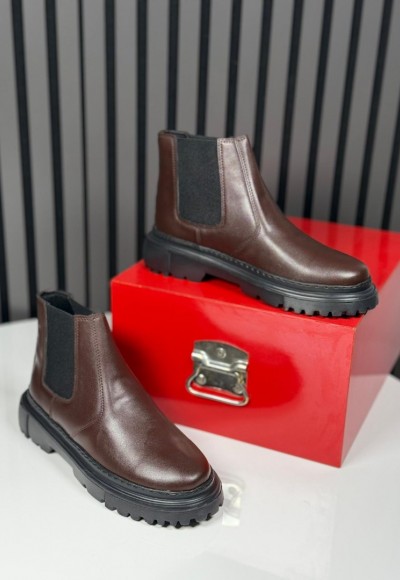 2025 CHELSEA İTALYAN KAHVE DERİ BANDAJLI EVA BOT - KAHVE DERİ BOT