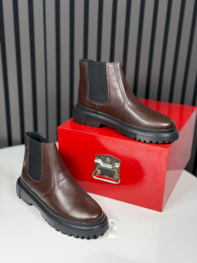 2025 CHELSEA İTALYAN KAHVE DERİ BANDAJLI EVA BOT - KAHVE DERİ BOT