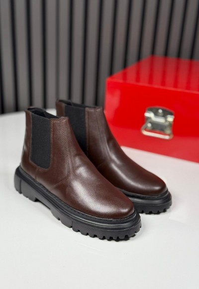 2025 CHELSEA İTALYAN KAHVE DERİ BANDAJLI EVA BOT - KAHVE DERİ BOT