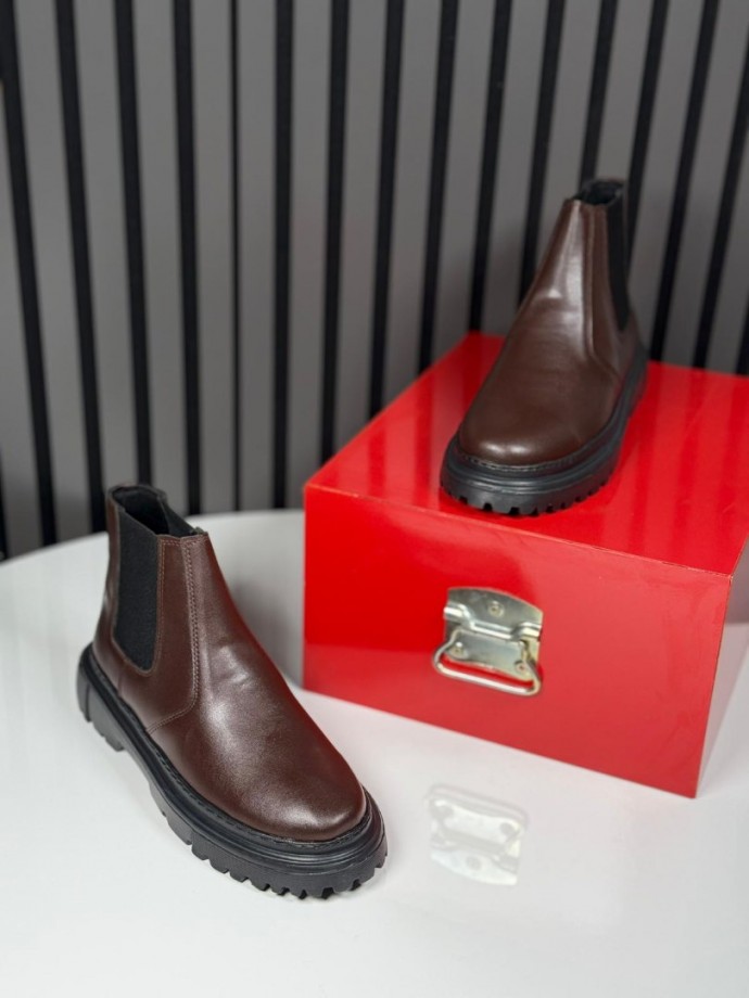 2025 CHELSEA İTALYAN KAHVE DERİ BANDAJLI EVA BOT - KAHVE DERİ BOT