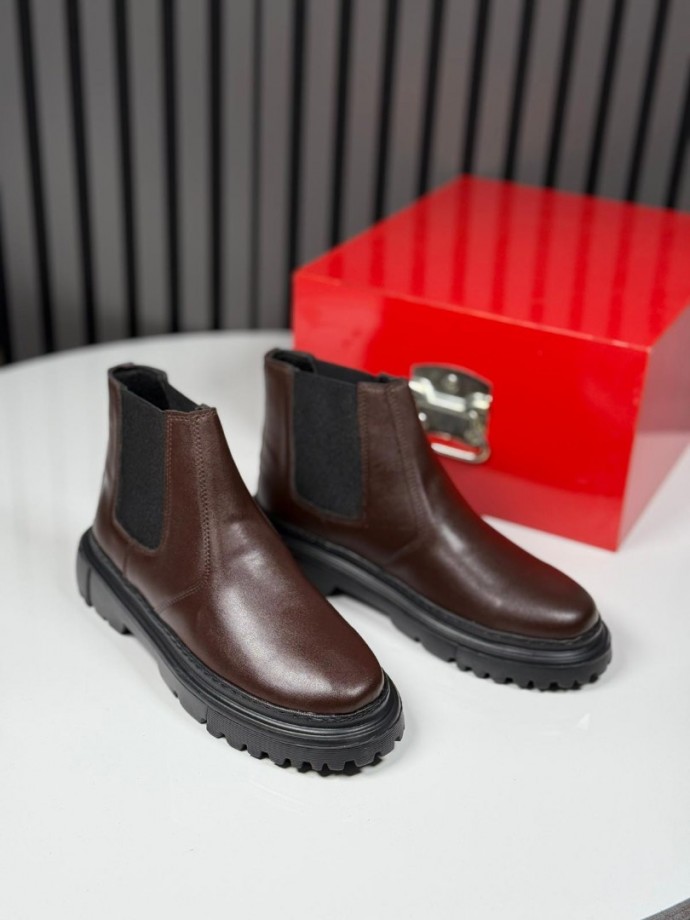 2025 CHELSEA İTALYAN KAHVE DERİ BANDAJLI EVA BOT - KAHVE DERİ BOT