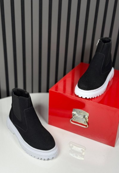 2025 CHELSEA İTALYAN SİYAH SÜET DERİ FERMUARLI EVA BOT - SİYAH SÜET  BOT