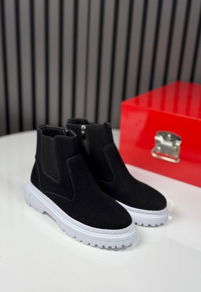 2025 CHELSEA İTALYAN SİYAH SÜET DERİ FERMUARLI EVA BOT - SİYAH SÜET  BOT