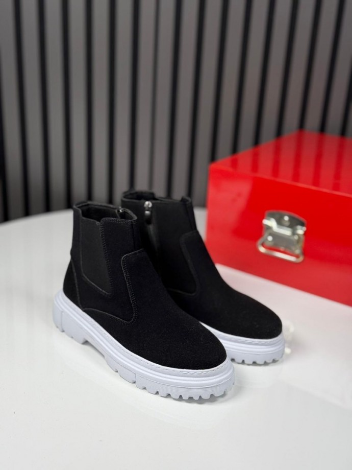 2025 CHELSEA İTALYAN SİYAH SÜET DERİ FERMUARLI EVA BOT - SİYAH SÜET  BOT