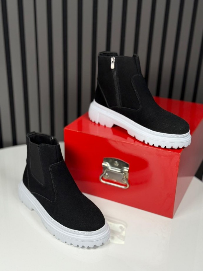 2025 CHELSEA İTALYAN SİYAH SÜET DERİ FERMUARLI EVA BOT - SİYAH SÜET  BOT