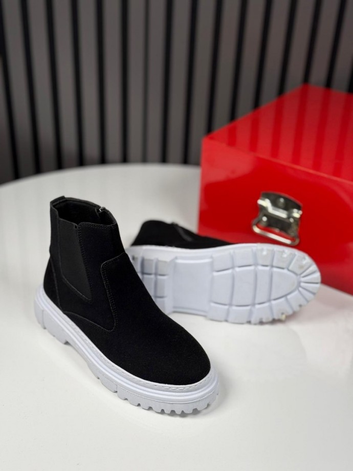 2025 CHELSEA İTALYAN SİYAH SÜET DERİ FERMUARLI EVA BOT - SİYAH SÜET  BOT