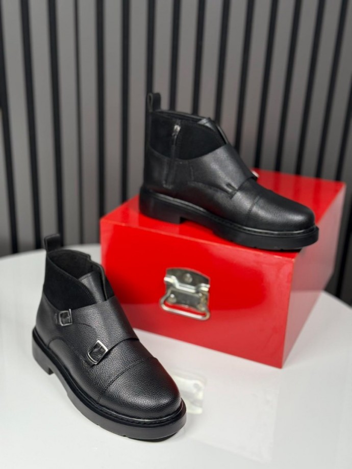 2025 CHELSEA İTALYAN TOKALI DERİ EVA BOT - SİYAH DERİ  BOT