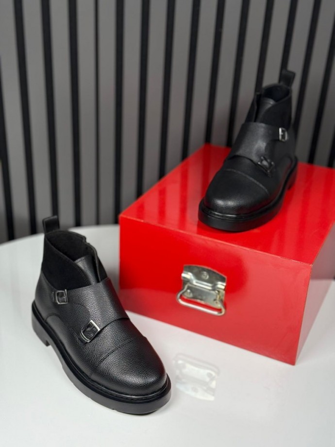 2025 CHELSEA İTALYAN TOKALI DERİ EVA BOT - SİYAH DERİ  BOT