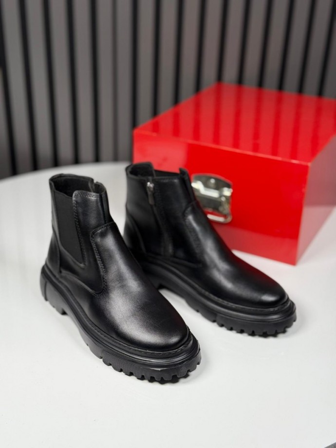 2025 CHELSEA İTALYAN SİYAH DERİ FERMUARLI EVA BOT - SİYAH DERİ  BOT