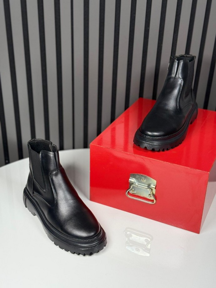 2025 CHELSEA İTALYAN SİYAH DERİ FERMUARLI EVA BOT - SİYAH DERİ  BOT