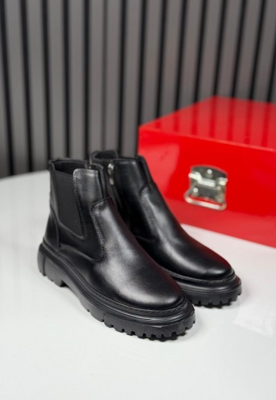 2025 CHELSEA İTALYAN SİYAH DERİ FERMUARLI EVA BOT - SİYAH DERİ  BOT